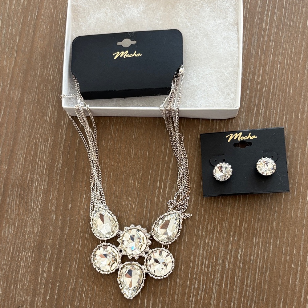 Silver Necklace and Earring Set